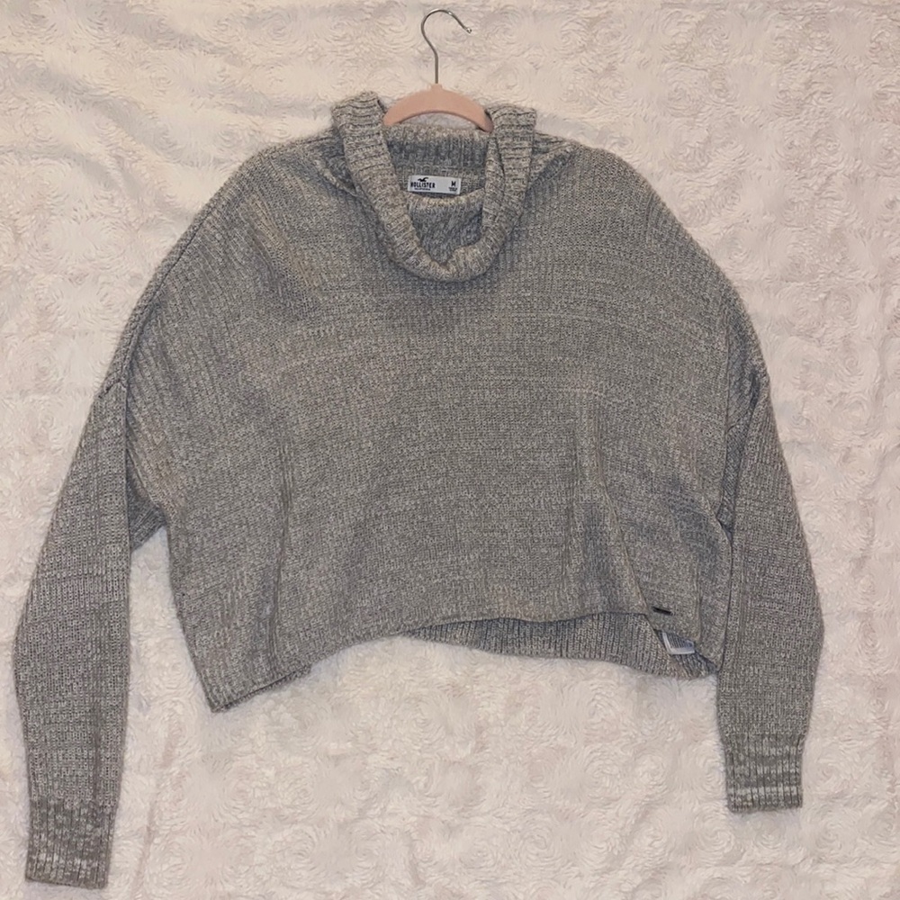 Gray Cowl Neck Sweater